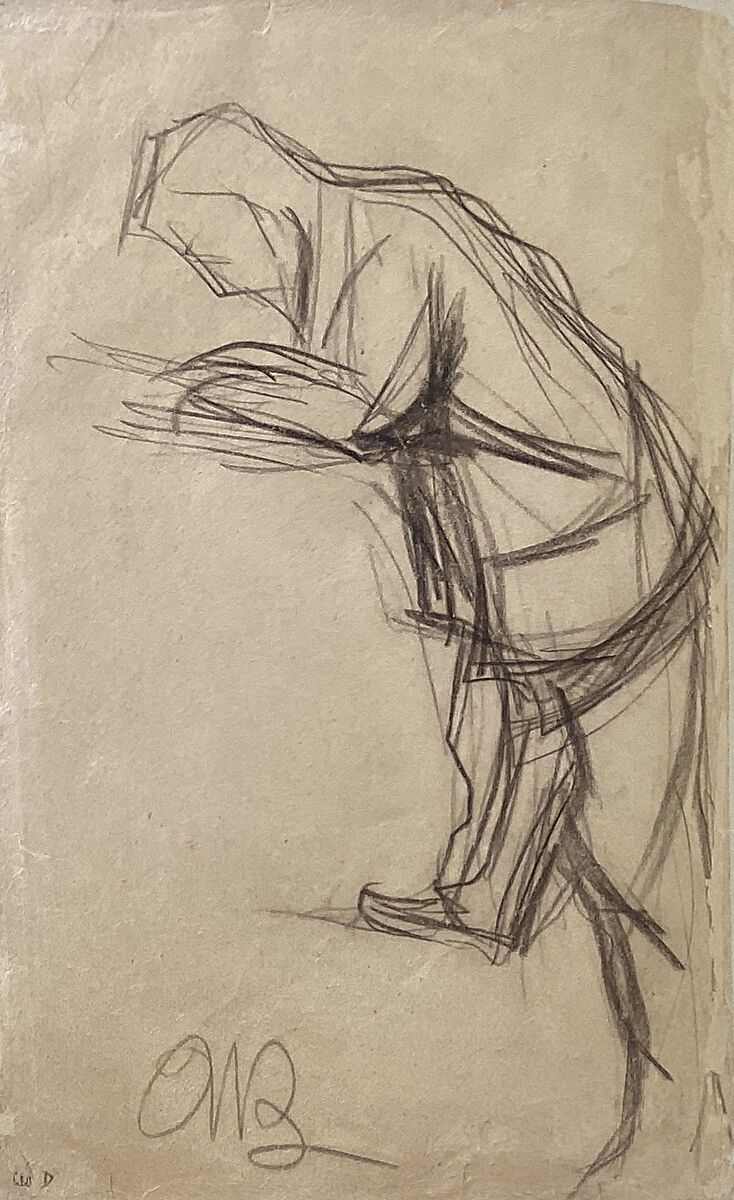 Man Leading a Horse (recto); Study of a Man (verso), Umberto Boccioni (Italian, Reggio 1882–1916 Sorte), Graphite on paper