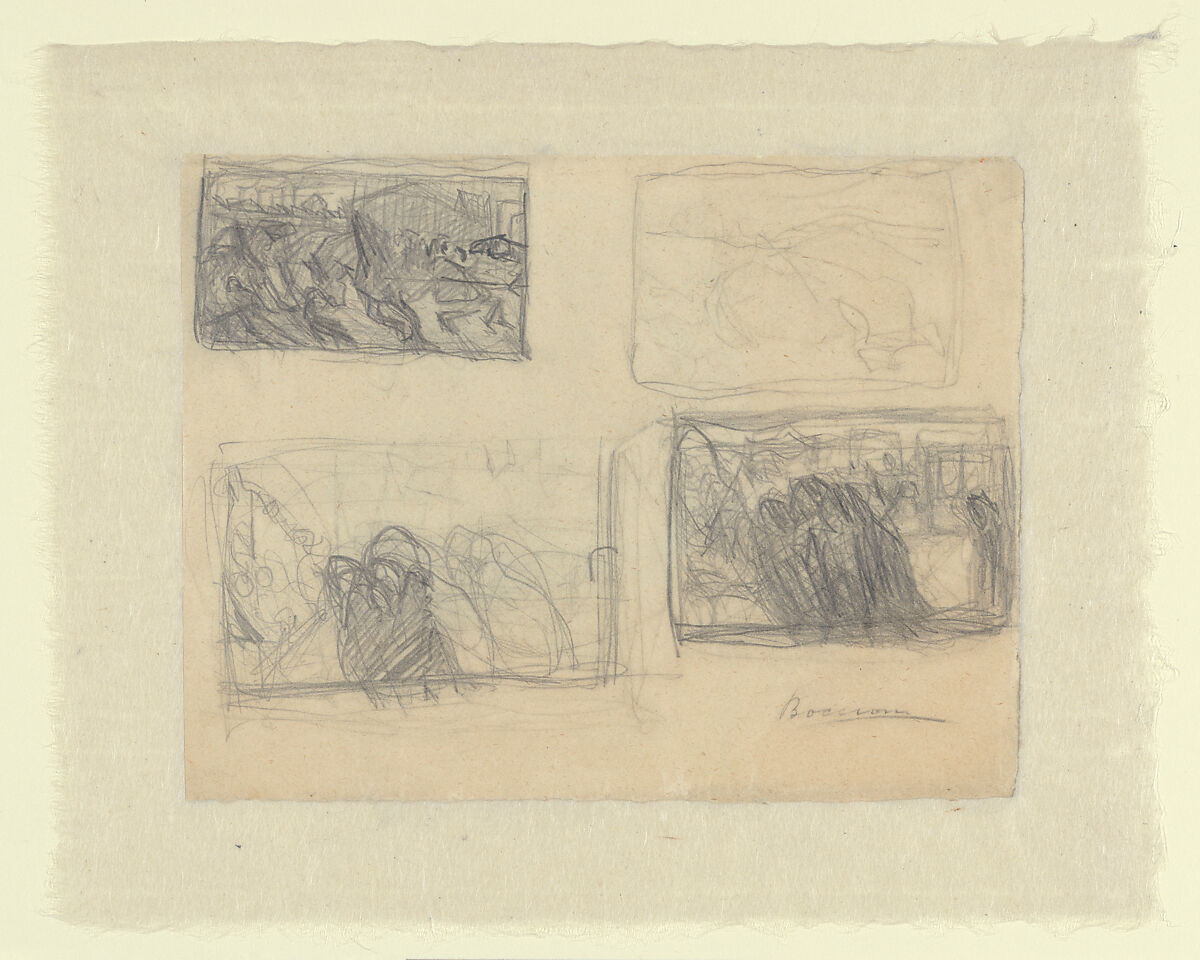 Sheet of Studies, Umberto Boccioni (Italian, Reggio 1882–1916 Sorte), Graphite on paper 