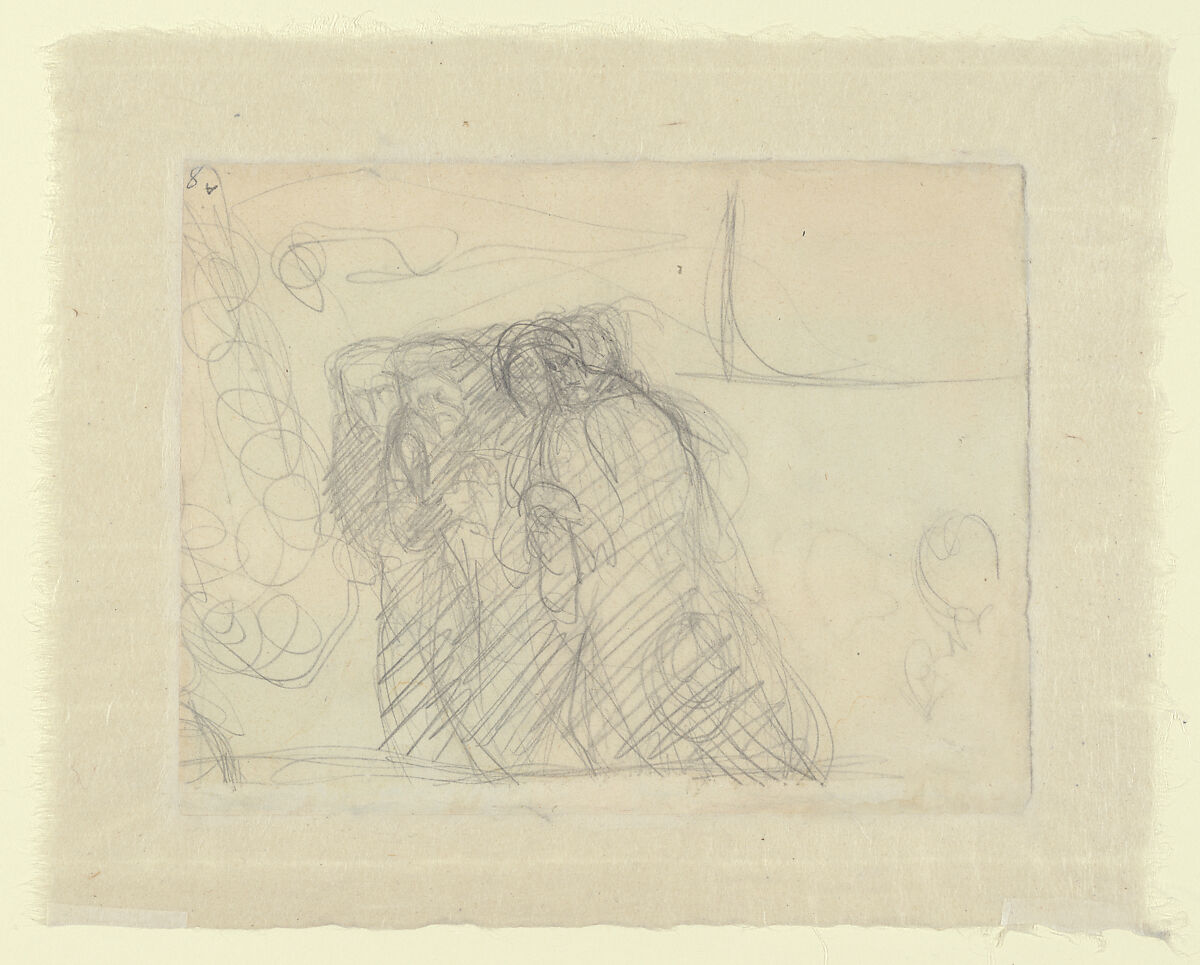 Sheet of Studies (recto); Group of Figures (verso), Umberto Boccioni (Italian, Reggio 1882–1916 Sorte), Graphite on paper