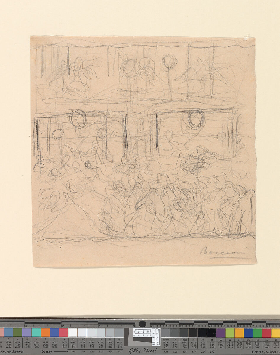 Study for "The Riot", Umberto Boccioni (Italian, Reggio 1882–1916 Sorte), Graphite on paper 