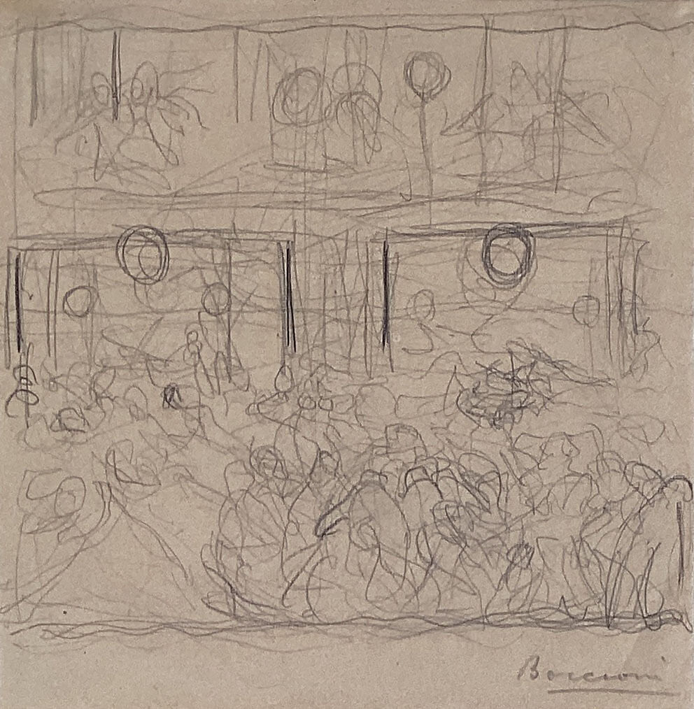 Study for "The Riot", Umberto Boccioni (Italian, Reggio 1882–1916 Sorte), Graphite on paper 