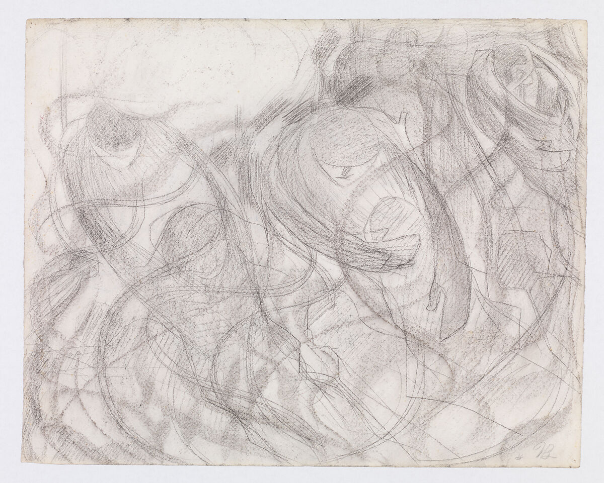 States of Mind: The Farewells (recto); Study for Female Figure (Ines) (verso), Umberto Boccioni (Italian, Reggio 1882–1916 Sorte), Graphite on paper 