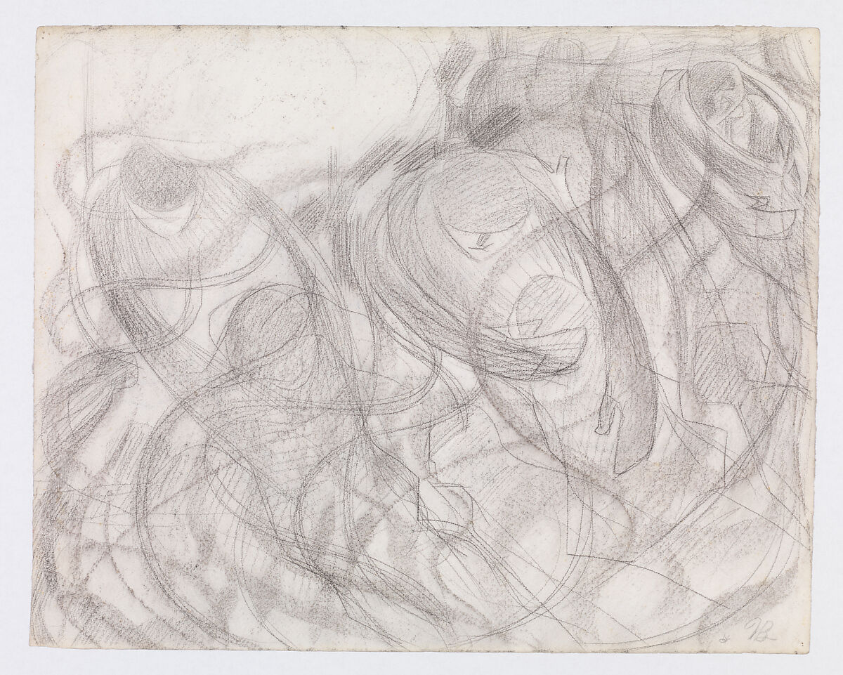 States of Mind: The Farewells (recto); Study for Female Figure (Ines) (verso), Umberto Boccioni (Italian, Reggio 1882–1916 Sorte), Graphite on paper (recto) ; graphite on paper (verso) 