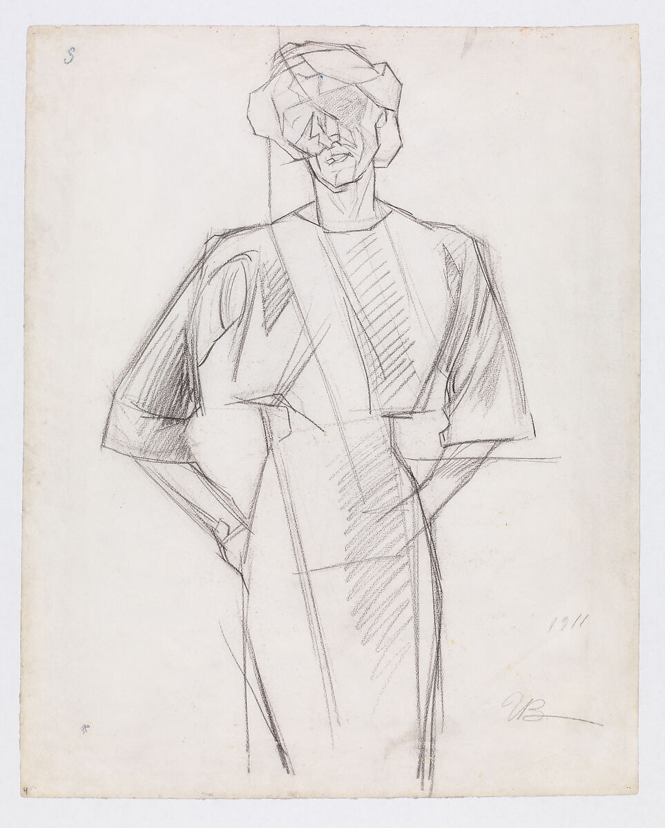 States of Mind: The Farewells (recto); Study for Female Figure (Ines) (verso), Umberto Boccioni (Italian, Reggio 1882–1916 Sorte), Graphite on paper (recto) ; graphite on paper (verso)