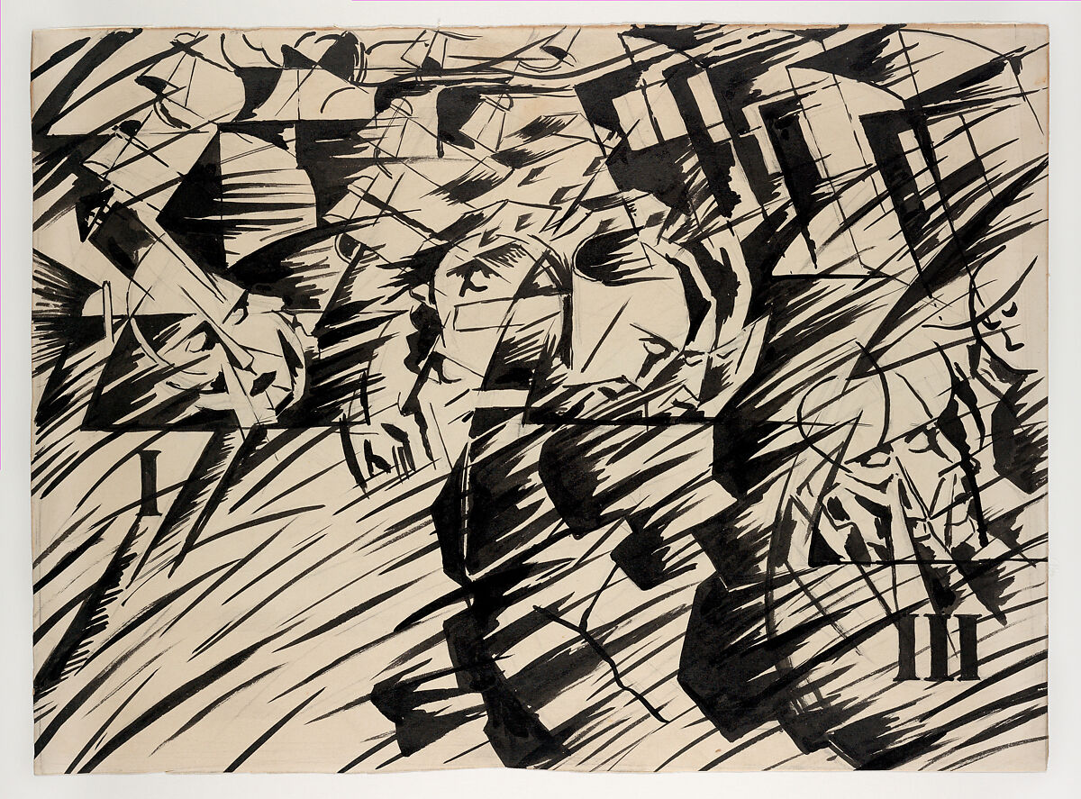 States of Mind: Those Who Go, Umberto Boccioni (Italian, Reggio 1882–1916 Sorte), Ink over graphite on paper 