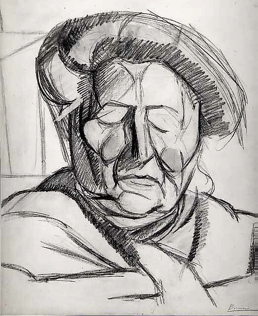 The Artist's Mother, Umberto Boccioni (Italian, Reggio 1882–1916 Sorte), Graphite with green, red and blue watercolor washes on paper