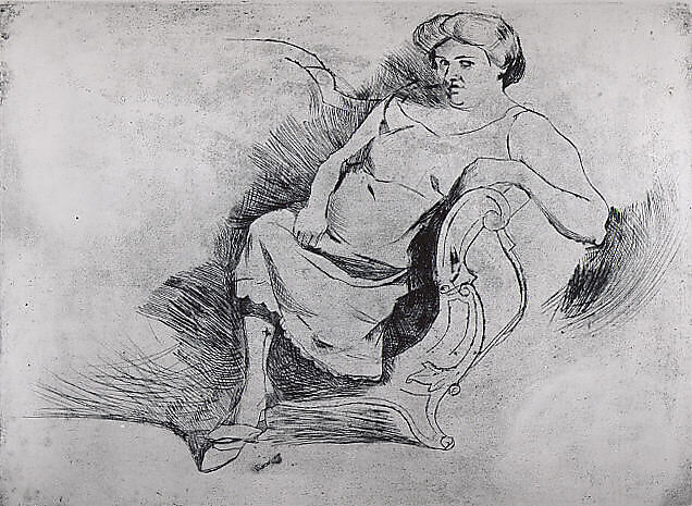 Gisella, Umberto Boccioni (Italian, Reggio 1882–1916 Sorte), Drypoint, printed in brown ink 