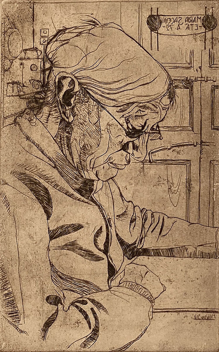Maria Sacchi Reading, Umberto Boccioni (Italian, Reggio 1882–1916 Sorte), Drypoint, printed in brown ink 