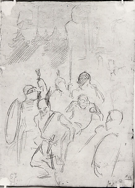 Young Man on a Riverbank (recto); Study of a Wagnerian Scene (verso), Umberto Boccioni (Italian, Reggio 1882–1916 Sorte), Opaque watercolor, charcoal, and pastel on paper