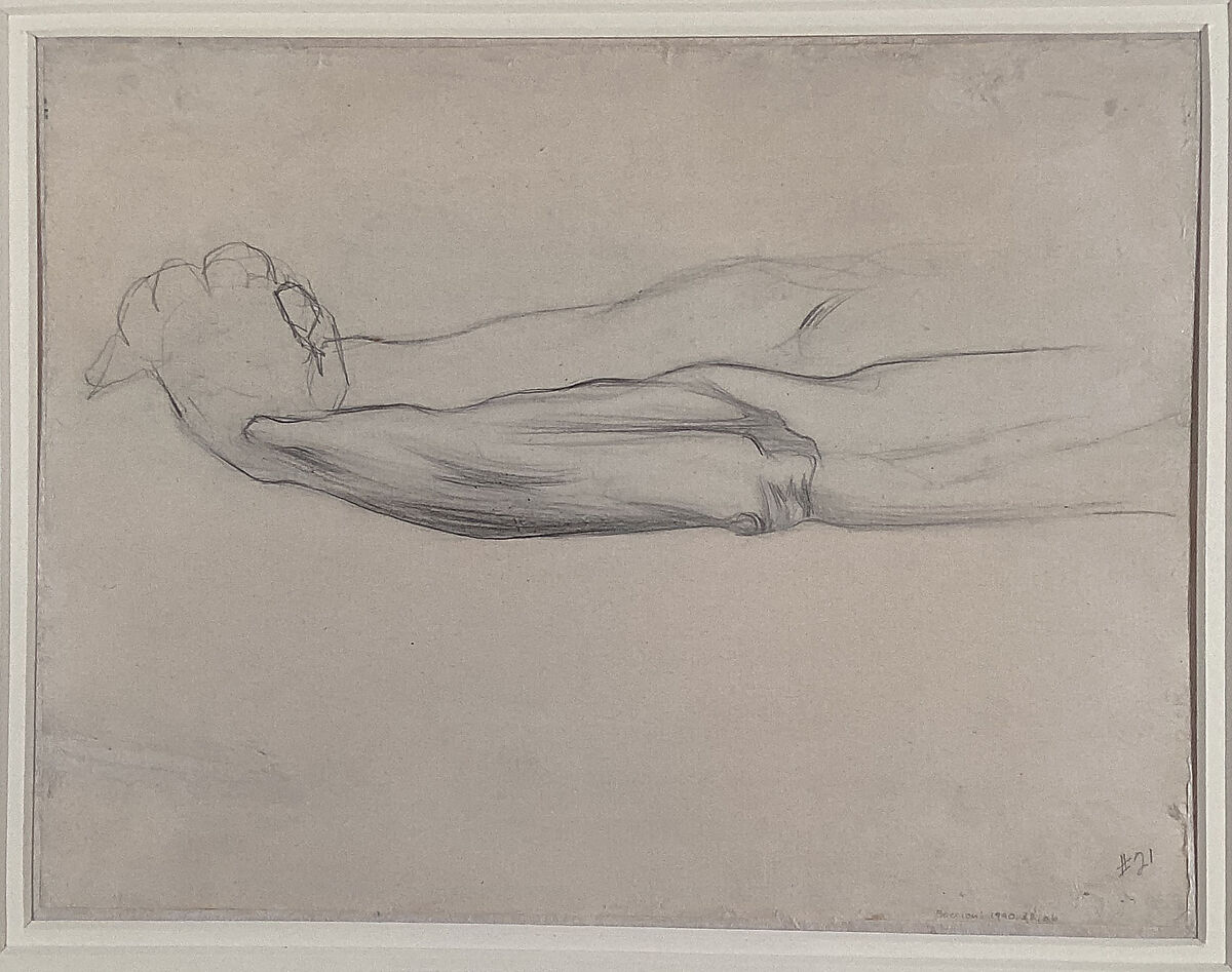 Study of a Man's Forearm (recto); Study of Extended Arms with Hands Clasped (verso), Umberto Boccioni (Italian, Reggio 1882–1916 Sorte), Graphite on paper
