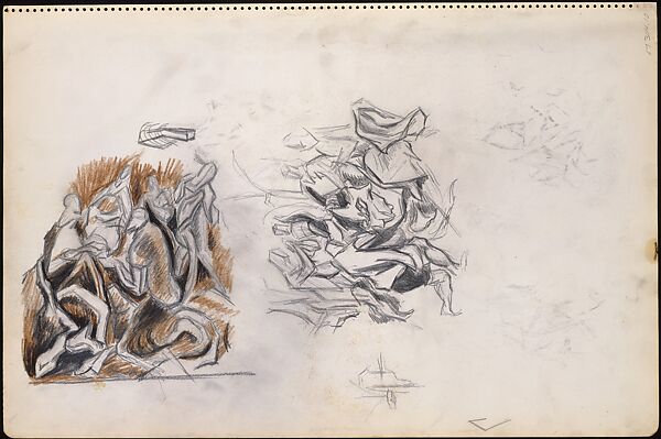 Untitled, Jackson Pollock (American, Cody, Wyoming 1912–1956 East Hampton, New York), Graphite with traces of colored pencil on paper (recto) ; colored pencil and graphite on paper (verso) 