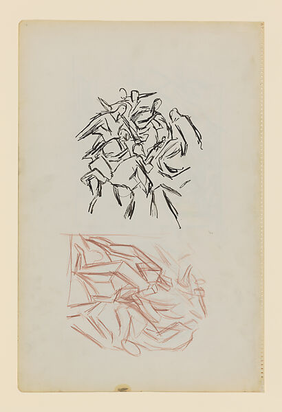 Untitled, Jackson Pollock (American, Cody, Wyoming 1912–1956 East Hampton, New York), Recto: graphite on paper

Verso: pen and black ink and colored pencil on paper