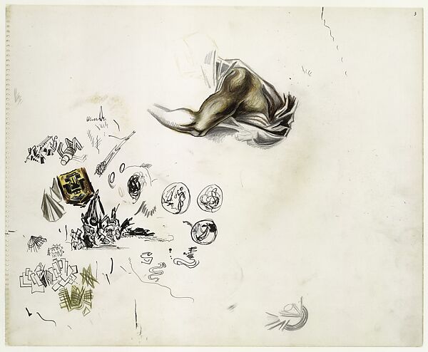 Untitled, Jackson Pollock (American, Cody, Wyoming 1912–1956 East Hampton, New York), Colored pencils, graphite, and pen and black ink on paper 