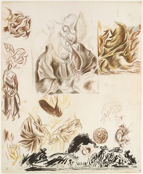 Untitled, Jackson Pollock (American, Cody, Wyoming 1912–1956 East Hampton, New York), Colored pencil, graphite, and pen and black ink on paper 