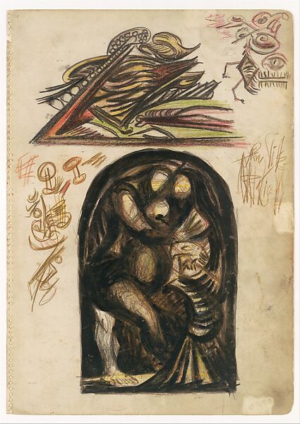 Untitled, Jackson Pollock (American, Cody, Wyoming 1912–1956 East Hampton, New York), Colored pencils and opaque watercolor with graphite on paper 