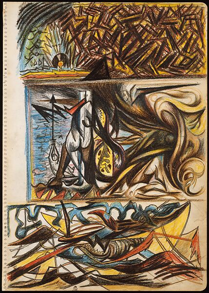 Untitled, Jackson Pollock (American, Cody, Wyoming 1912–1956 East Hampton, New York), Colored pencils and graphite on on paper 