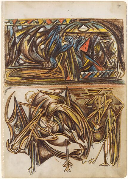 Untitled, Jackson Pollock (American, Cody, Wyoming 1912–1956 East Hampton, New York), Colored pencils and graphite on paper 