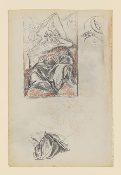 Untitled, Jackson Pollock (American, Cody, Wyoming 1912–1956 East Hampton, New York), Graphite and red colored pencil on paper (recto); graphite on paper (verso)