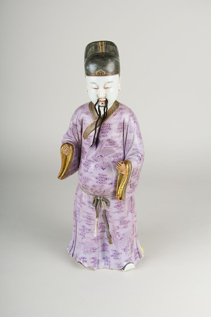 Figure of a Man, Porcelain painted in overglaze polychrome enamels (Jingdezhen ware), China 