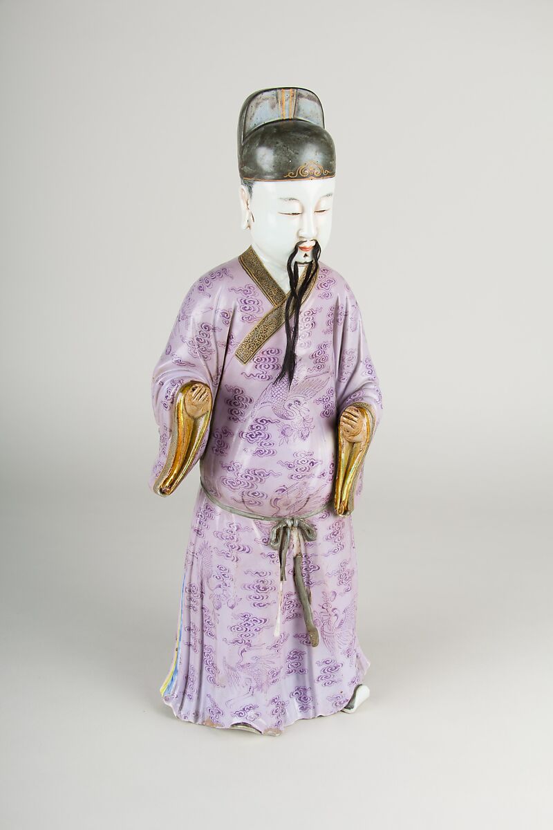Figure of a Man, Porcelain painted in overglaze polychrome enamels (Jingdezhen ware), China