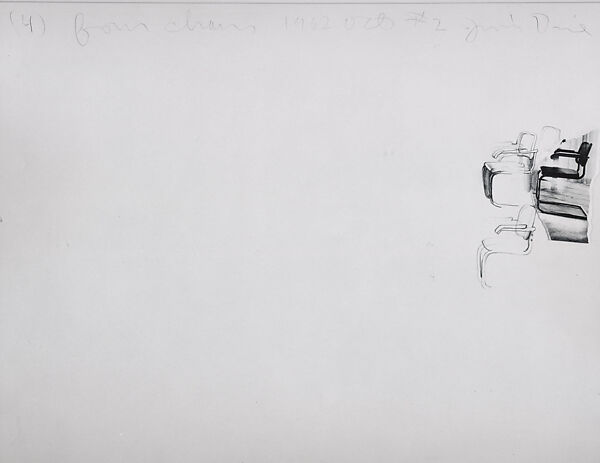 Chair Drawing, Jim Dine (American, born Cincinnati, Ohio, 1935), Graphite with collage of found torn printed paper on paper 