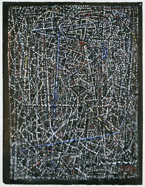 Blaze of Our Century (recto); Four Figures (verso), Mark Tobey (American, Centerville, Wisconsin 1890–1976 Basel), Tempera on paper 