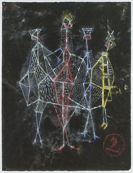 Blaze of Our Century (recto); Four Figures (verso), Mark Tobey (American, Centerville, Wisconsin 1890–1976 Basel), Matte opaque paint on paper