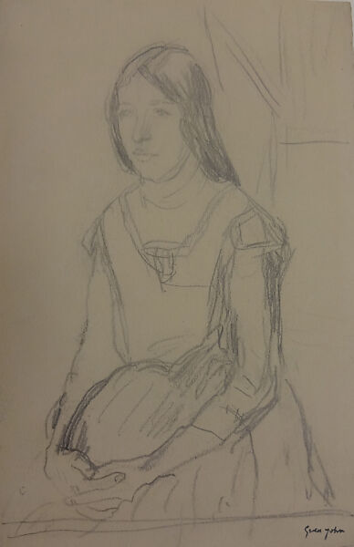 Girl with a Cat, Gwen John (British, Haverfordwest, Wales 1876–1939 Dieppe, France), Graphite on paper 