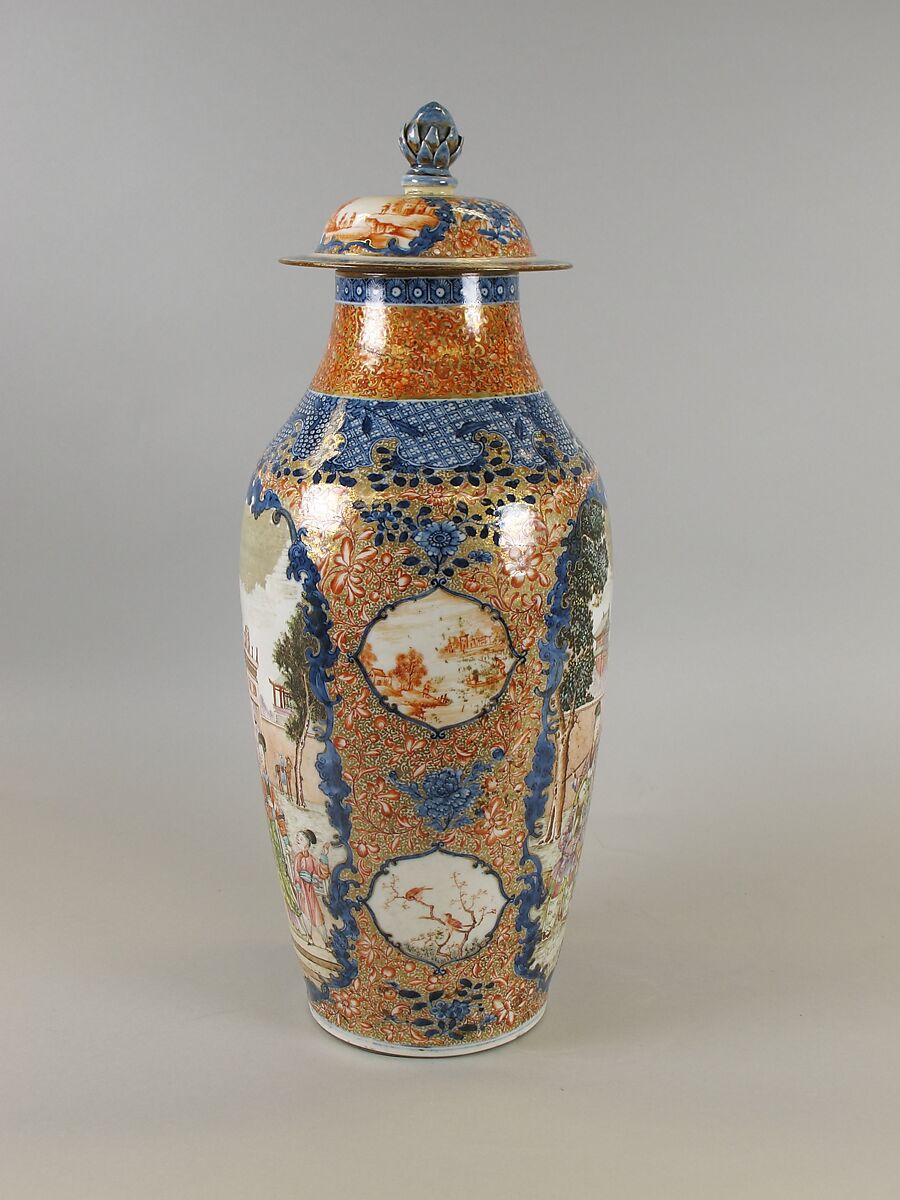 Covered Vase, Porcelain painted in overglaze polychrome enamels, China