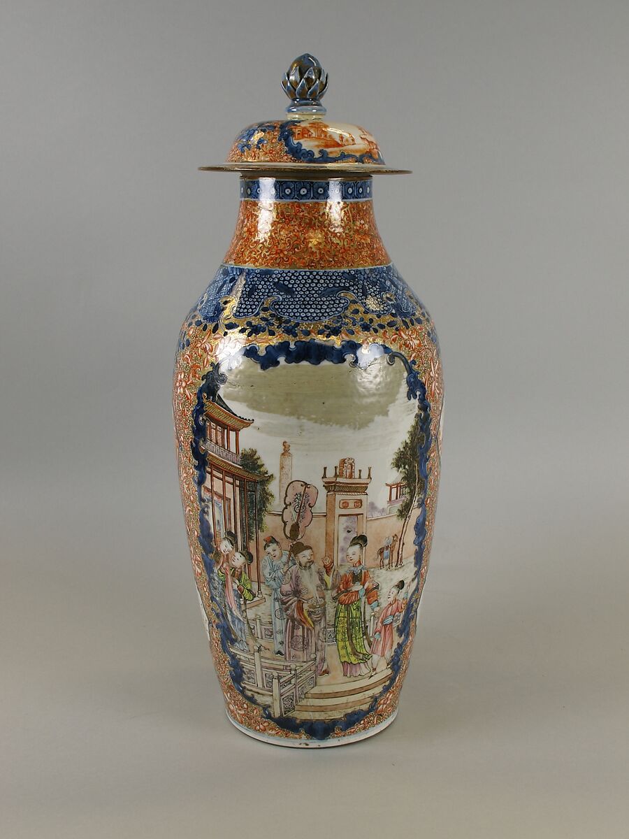 Covered Vase, Porcelain painted in overglaze polychrome enamels, China