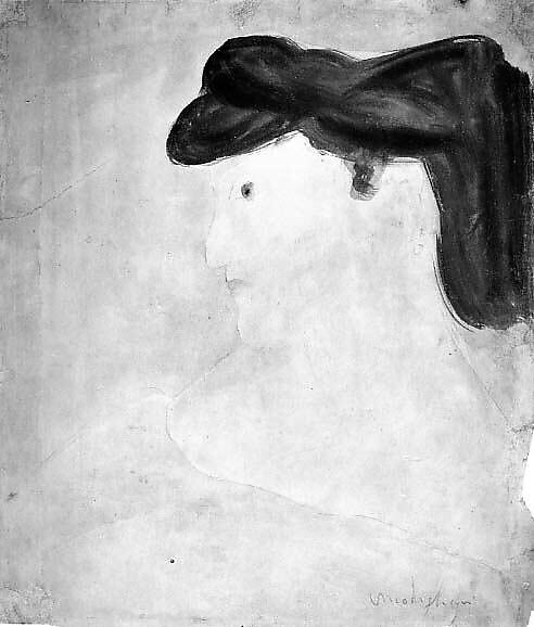 Woman in Profile, Amedeo Modigliani (Italian, Livorno 1884–1920 Paris), Watercolor and graphite on paper