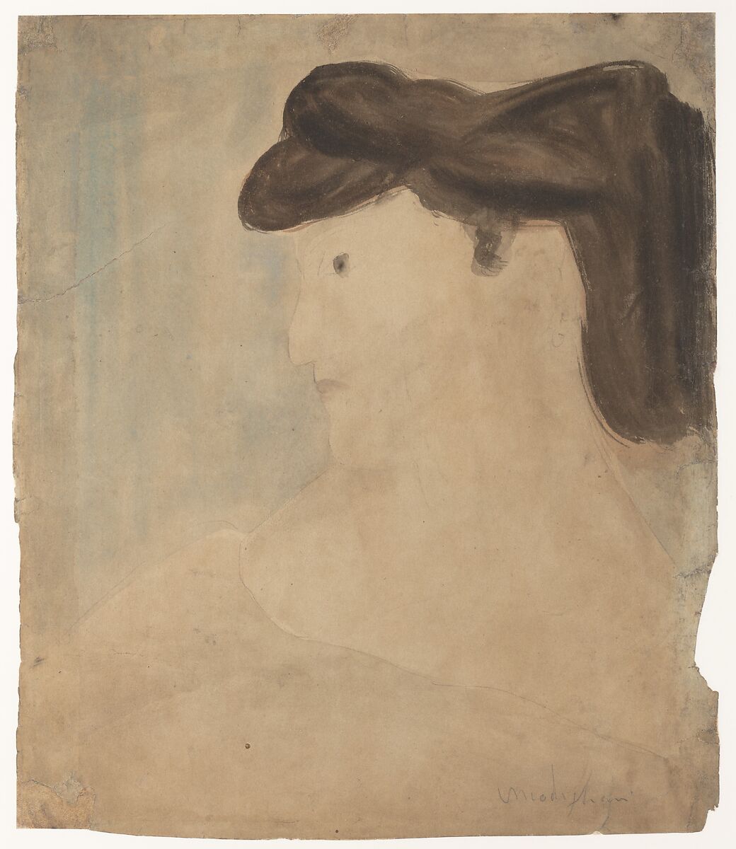Woman in Profile, Amedeo Modigliani (Italian, Livorno 1884–1920 Paris), Watercolor and graphite on paper 