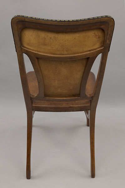 Side chair, Eugène Gaillard (French, Paris 1862–1933 Paris), Walnut, leather, brass nails