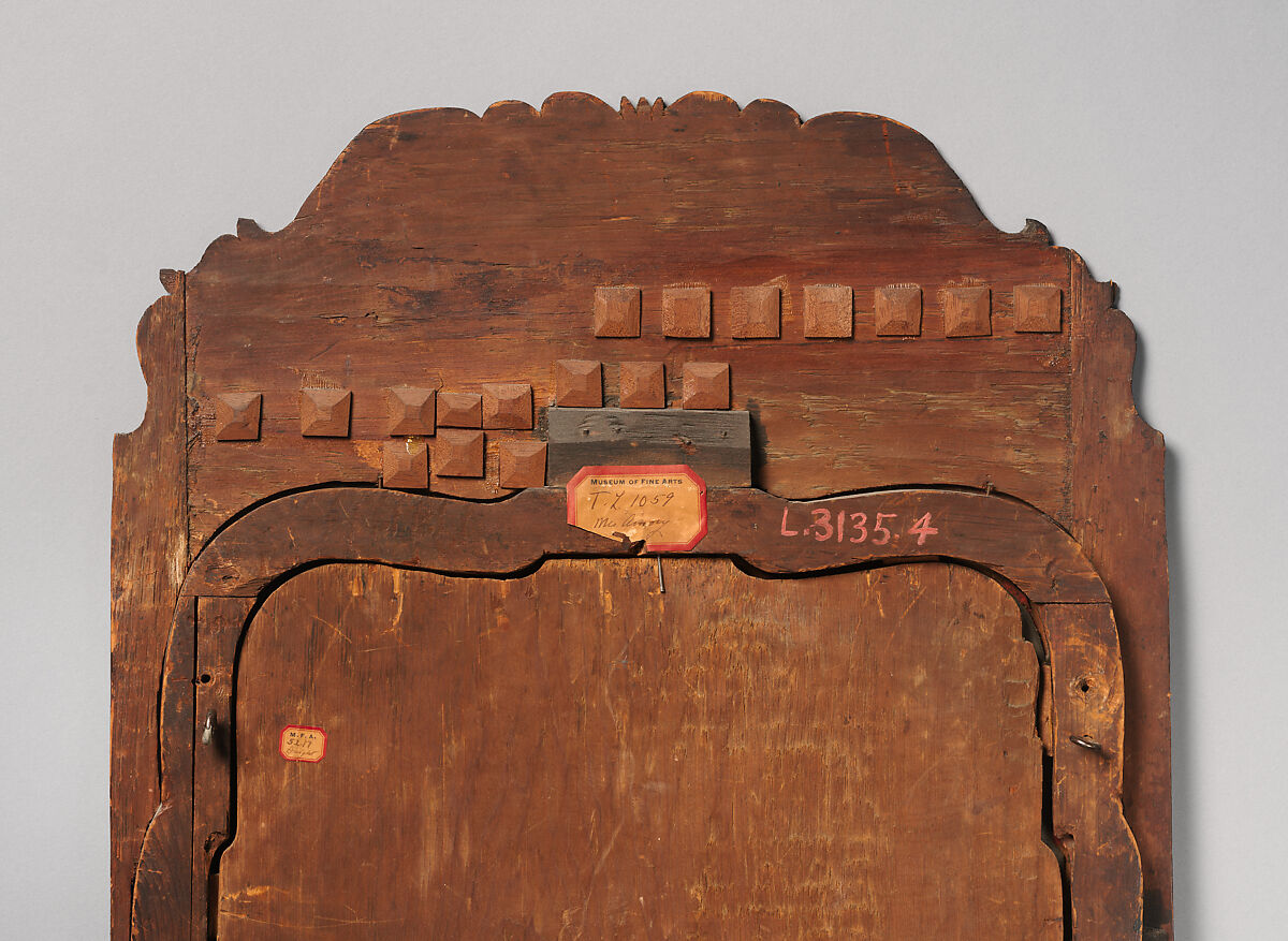 Looking glass, Japanned white pine; mirror glass, American