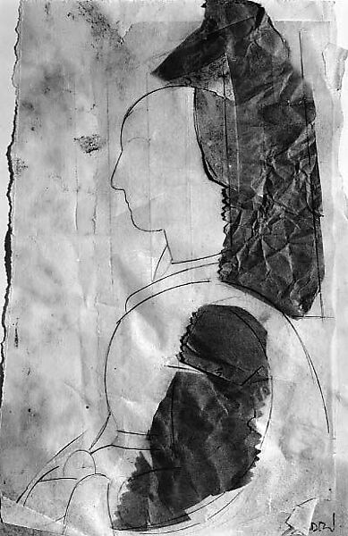 Portrait of a Woman, Manolo Valdés (Spanish, born 1942), Graphite, colored pencil, cut, torn and taped papers on paper 