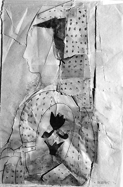 Portrait of a Woman, Manolo Valdés (Spanish, born 1942), Graphite and cut and torn papers, taped on paper 