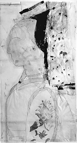 Portrait of a Woman, Manolo Valdés (Spanish, born 1942), Graphite, encaustic, and oil on torn and taped papers 