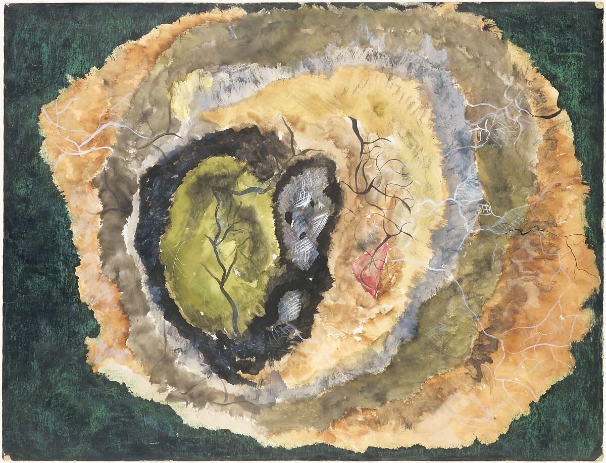 Untitled, Theodoros Stamos (American, New York 1922–1997 Ioannina, Greece), Watercolor, brush and black ink, pastel, and opaque watercolor on paper 