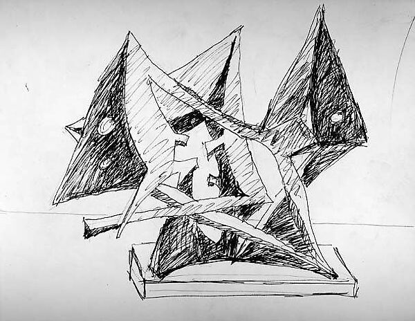 Untitled, Seymour Lipton (American, New York 1903–1986 Locust Valley, New York), Pen and ink with graphite on paper 