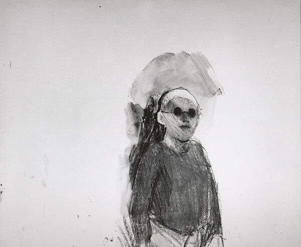 Self-Portrait, Jim Dine (American, born Cincinnati, Ohio, 1935), Wax crayon and watercolor on paper 