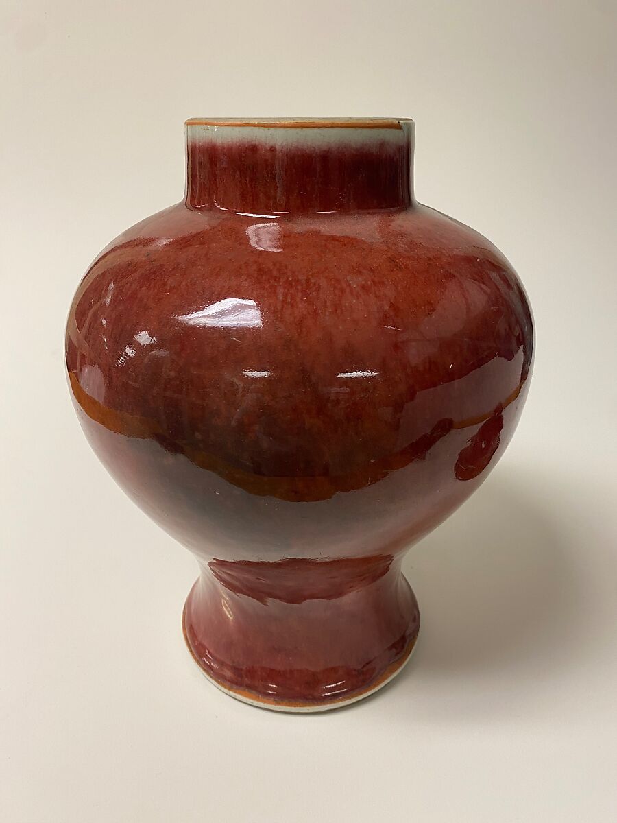 Covered Jar, Porcelain with copper red glaze (Jingdezhen ware), China