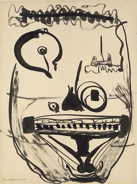 Untitled, Barnett Newman (American, New York 1905–1970 New York), Brush and black ink on paper 