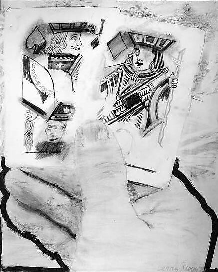 Black Jack (Two Jacks), Larry Rivers (American, Bronx, New York 1923–2002 Southampton, New York), Colored pencil, graphite, and oil paint on paper lined canvas 