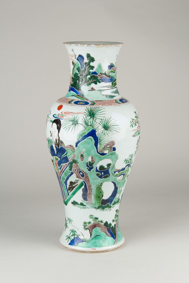 Vase, Porcelain painted in famille verte enamels, China