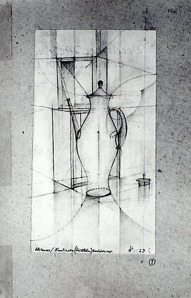 Drawing of a Coffeepot (for Kandinsky's Class, Bauhaus), Andor Weininger (American (born Hungary), Karancs 1899–1986 New York), Graphite, colored pencil 