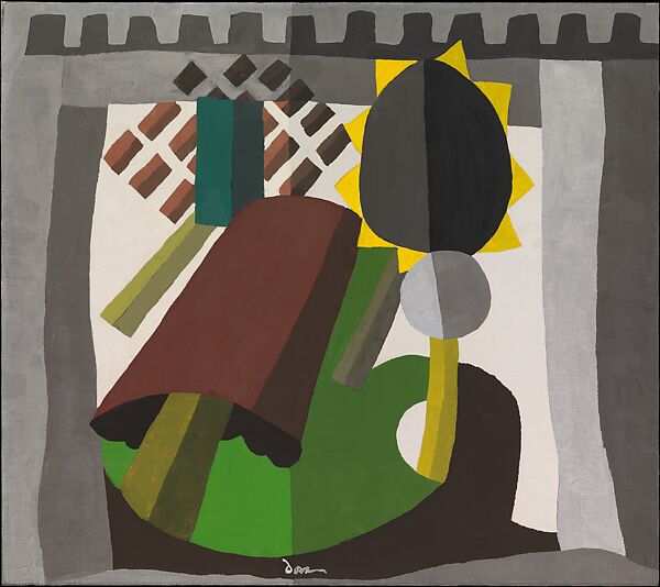 The Inn, Arthur Dove (American, Canandaigua, New York 1880–1946 Huntington, New York), Wax emulsion and aluminum paint on canvas 