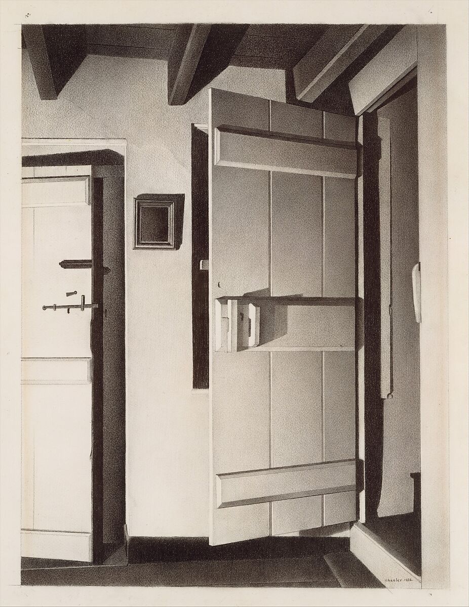 The Open Door, Charles Sheeler  American, Conté crayon on paper mounted on board