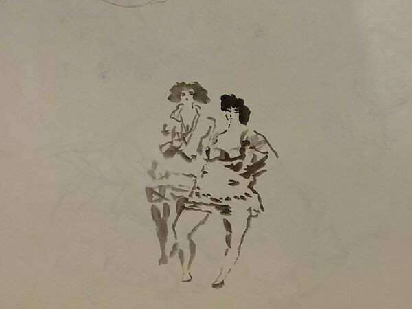 Waiting for Visitors (recto); Two Women (verso), Jules Pascin (American (born Bulgaria), Vidin 1885–1930 Paris), Black crayon with white pigment on wove paper (recto); brush and brown ink (verso)