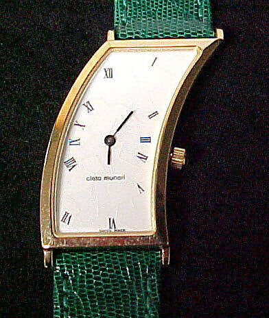 Wristwatch, Hans Hollein (Austrian, Vienna 1934–2014 Vienna), Gold electroplate, enamel, and leather