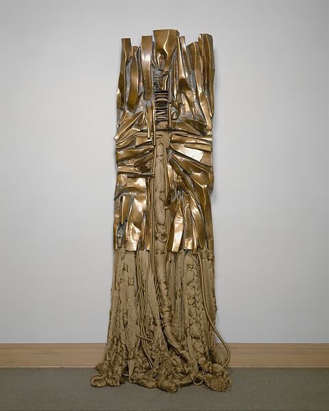 All That Rises Must Converge, Barbara Chase-Riboud (American, born Philadelphia, Pennsylvania, 1939), Polished bronze, synthetic silk, and silk fiber 